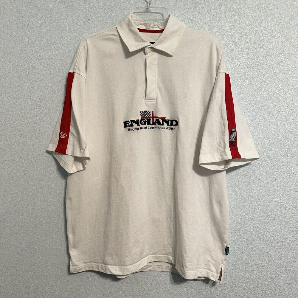 England Rugby Shirt Jersey Polo Line 7 IRB World Cup 2003 Mens Size Large Vtg